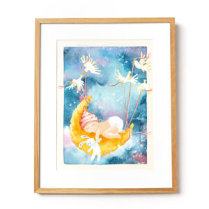 Плакат малыша на луне художника иллюстратора Чудского края Майу Варес.